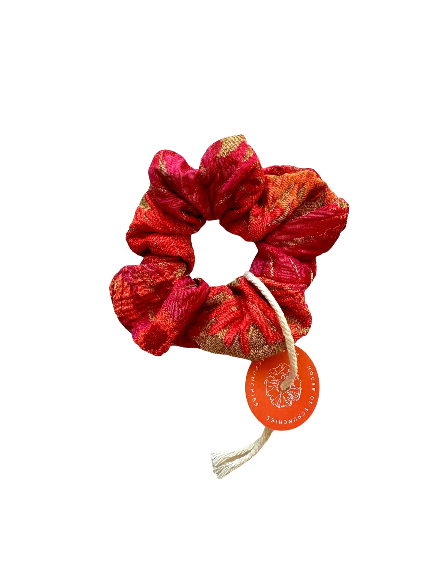 Scrunchie - Roter Blumen Jacquard