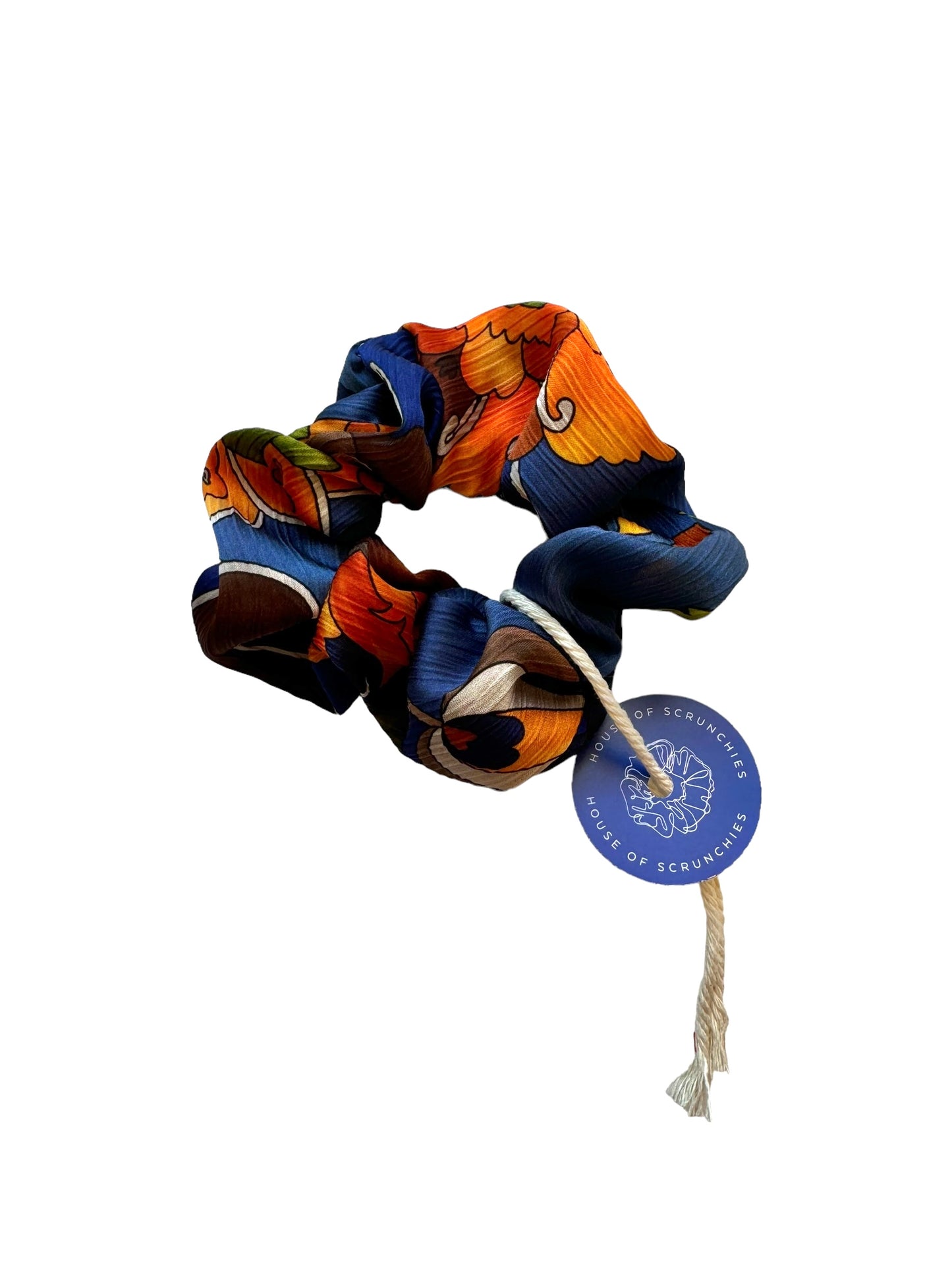 Scrunchie - Blau/ Orange Blumen