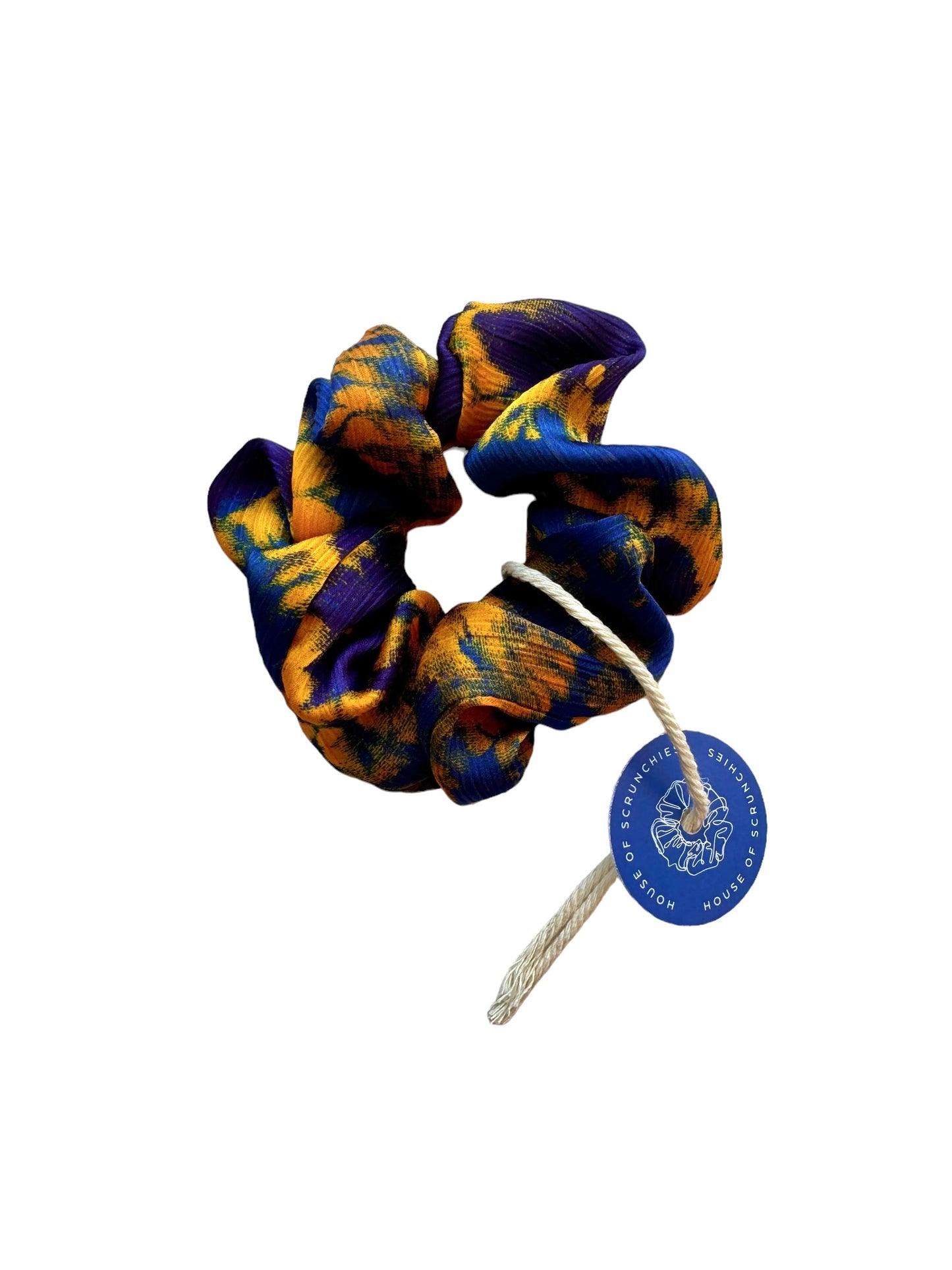 Scrunchie - Blau/ Gelb Batik 2