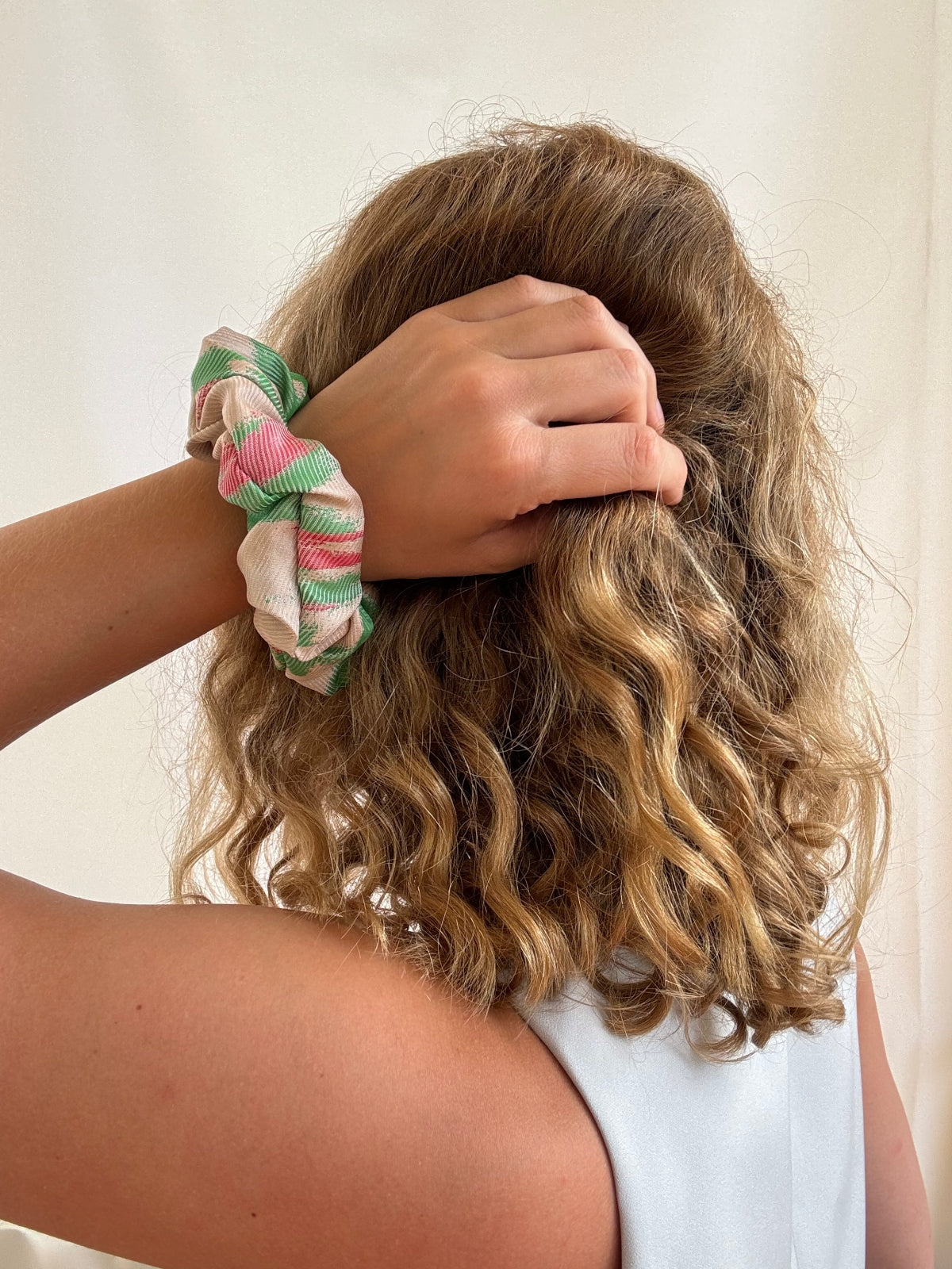 Scrunchie - Beige/ Pink/ Grün Jacquard