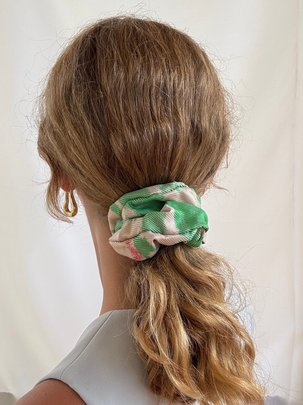 Scrunchie - Beige/ Pink/ Grün Jacquard