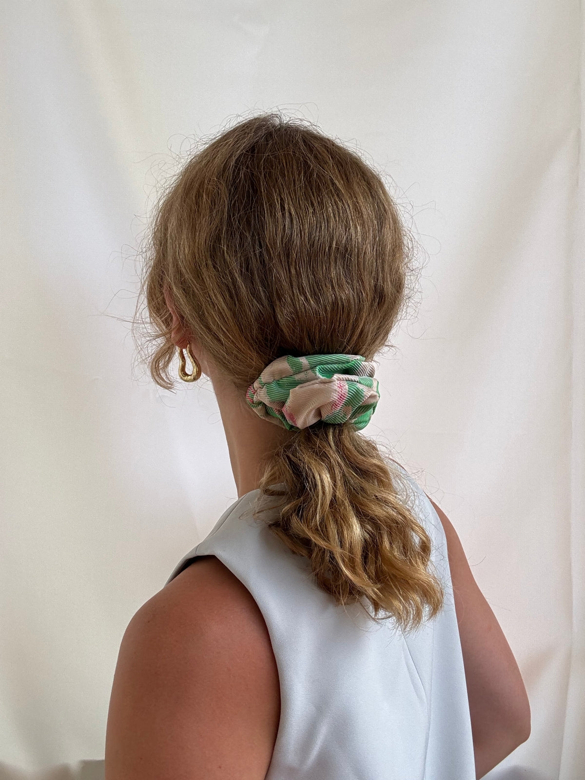 Scrunchie - Beige/ Pink/ Grün Jacquard