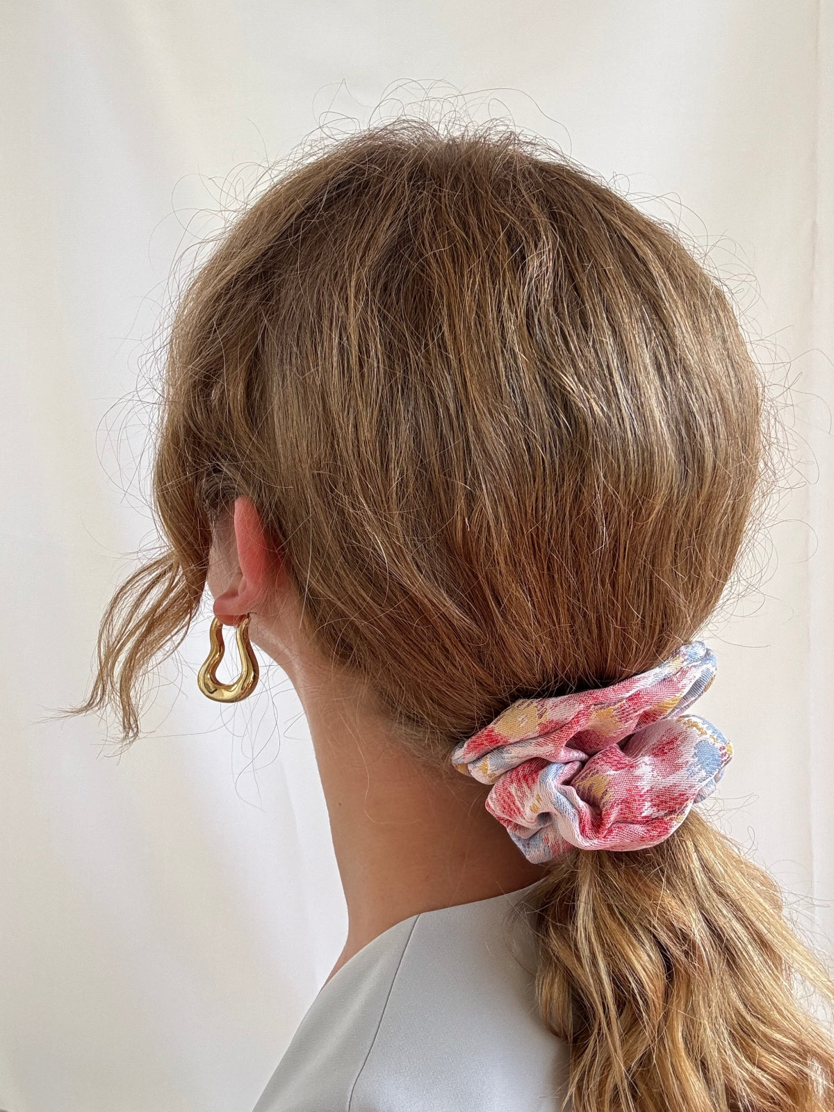 Scrunchie - Rot/ Blau Jacquard