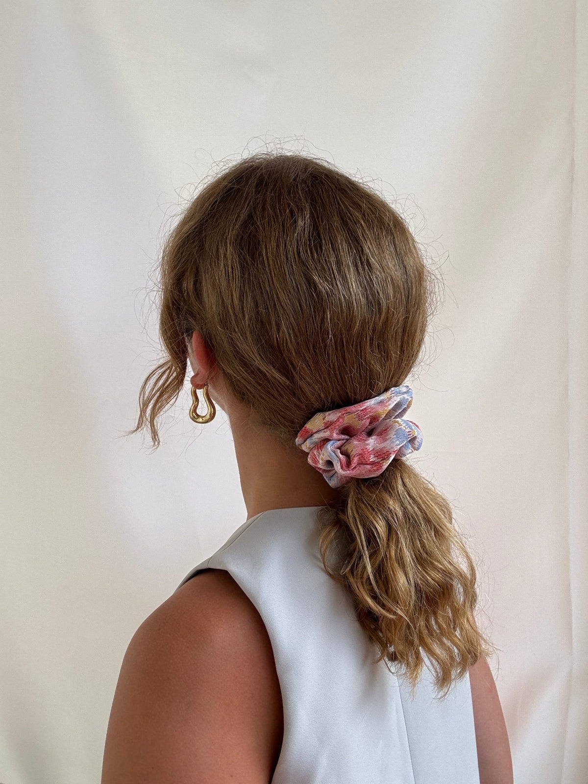 Scrunchie - Rot/ Blau Jacquard