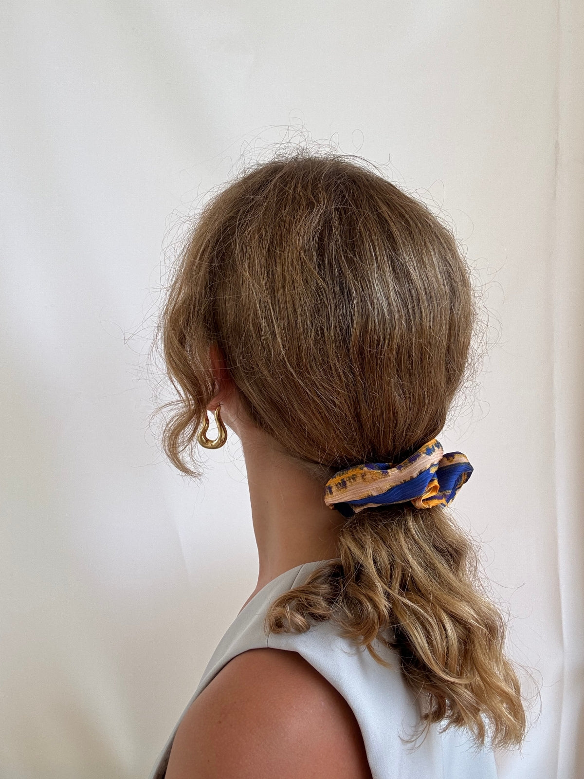 Scrunchie - Blau/ Gelb Batik 1