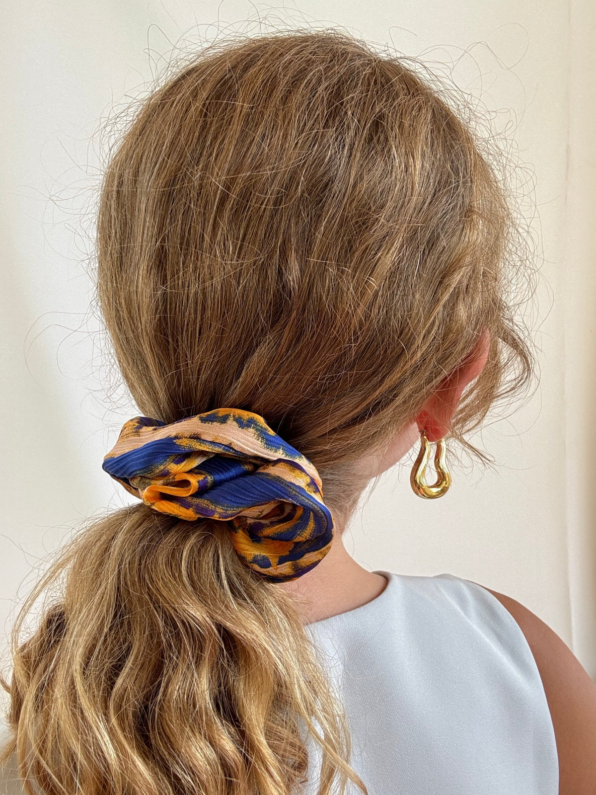 Scrunchie - Blau/ Gelb Batik 1