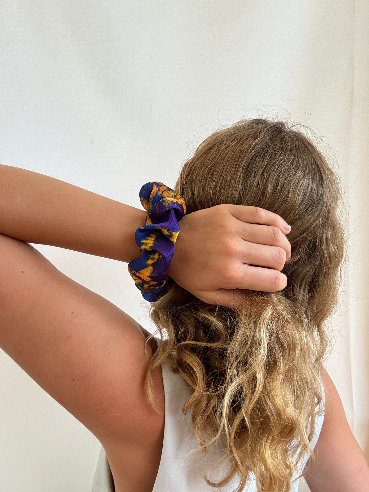 Scrunchie - Blau/ Gelb Batik 2