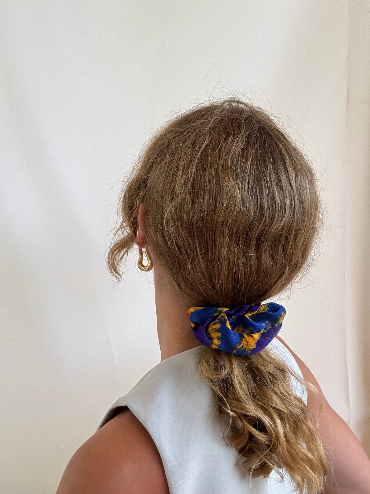 Scrunchie - Blau/ Gelb Batik 2