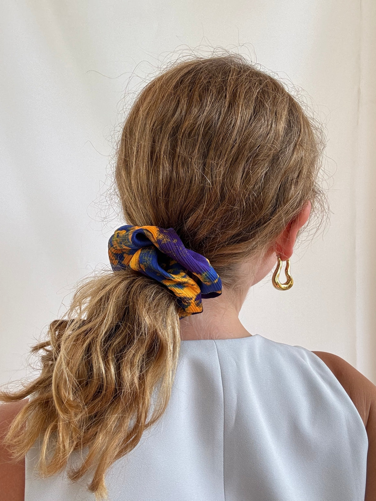 Scrunchie - Blau/ Gelb Batik 2