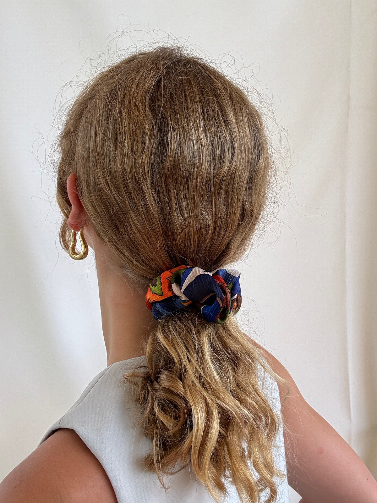 Scrunchie - Blau/ Orange Blumen