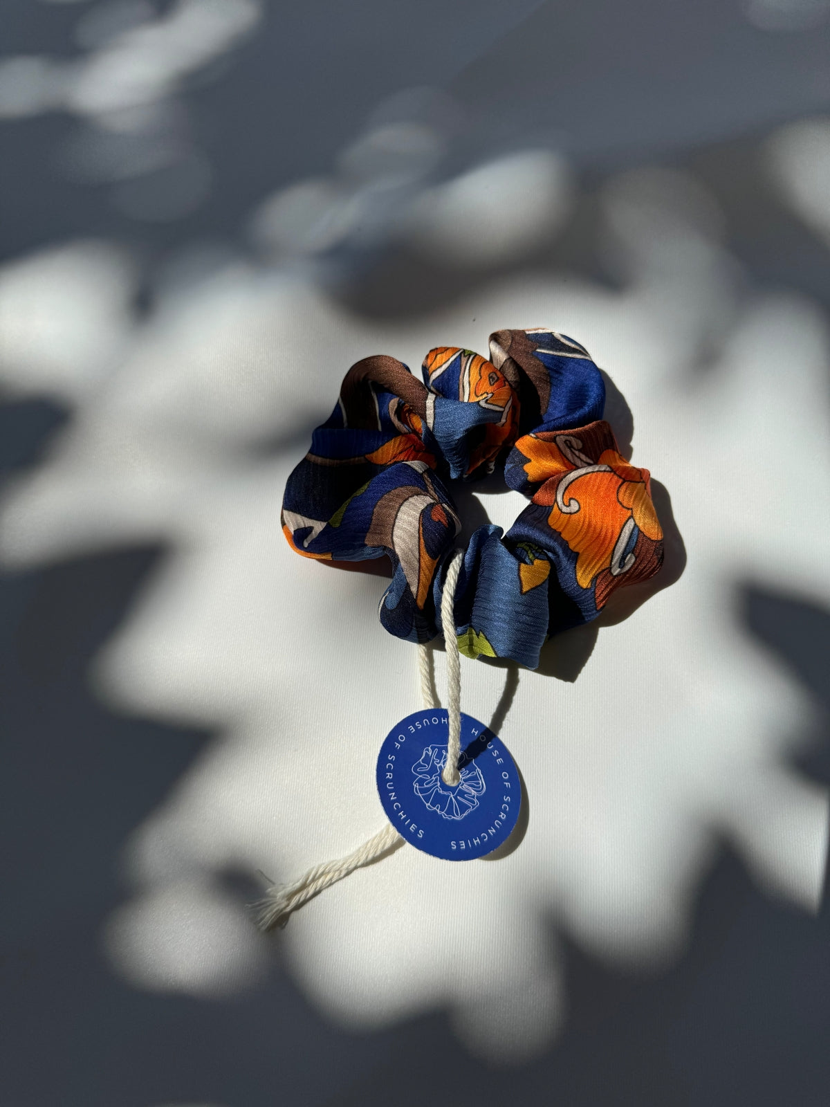 Scrunchie - Blau/ Orange Blumen